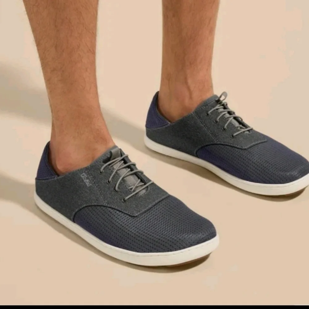 OluKai Men’s Nohea Moku No Tie Boat Shoes In Charcoal / Clay 13